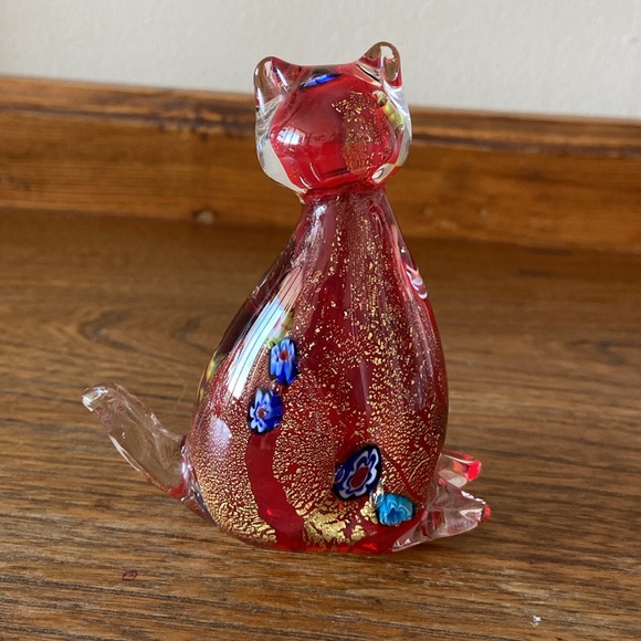 Vintage Murano millefiori Cat Glass Art Figurine Paperweight Decor MCM - Picture 3 of 6
